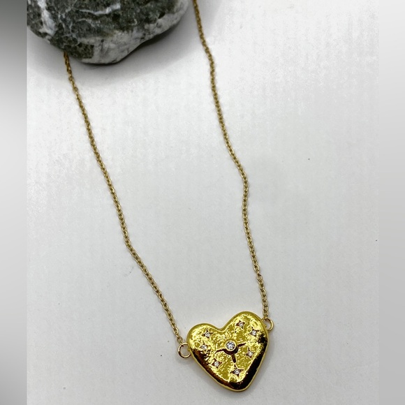 NEW Heart With CZ Stars Layering Necklace - Picture 10 of 14